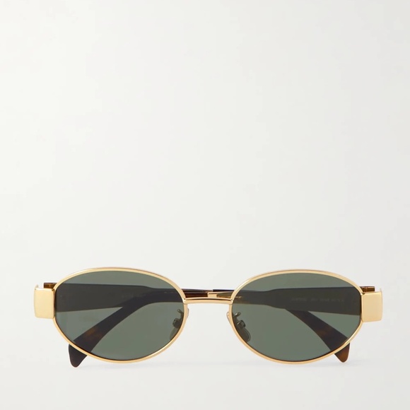NWT CELINE EYEWEAR Oval-frame gold-tone and tortoiseshell acetate sunglasses - Picture 1 of 1
